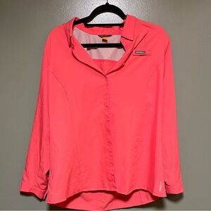 Eddie Bauer Women's Salmon Button-Down Outdoor Shirt XL